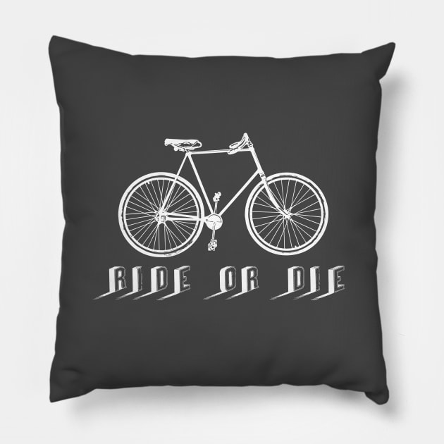 Ride or Die Vintage White Pillow by Boho Haus