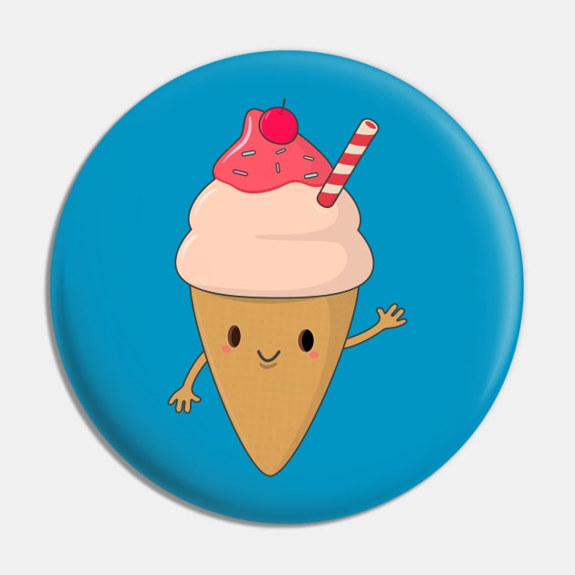 Kawaii Ice Cream T-Shirt Pin by happinessinatee