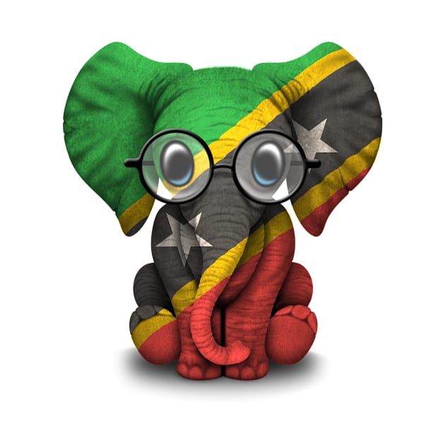 Baby Elephant with Glasses and Saint Kitts Flag by jeffbartels