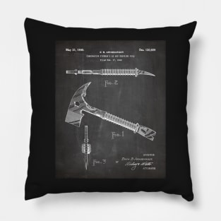 Firemans Axe Patent - Fire Fighter Art - Black Chalkboard Pillow