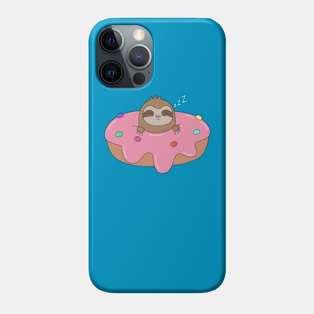 Cute Sloth On Top Of A Donut T-Shirt - Sloth - Phone Case