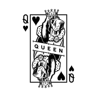 Basset Hound Queen Of Hearts Funny Dog Playing Card Pop Art T-Shirt