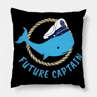 Whale Kids Future Captain Sailing Boat Pillow