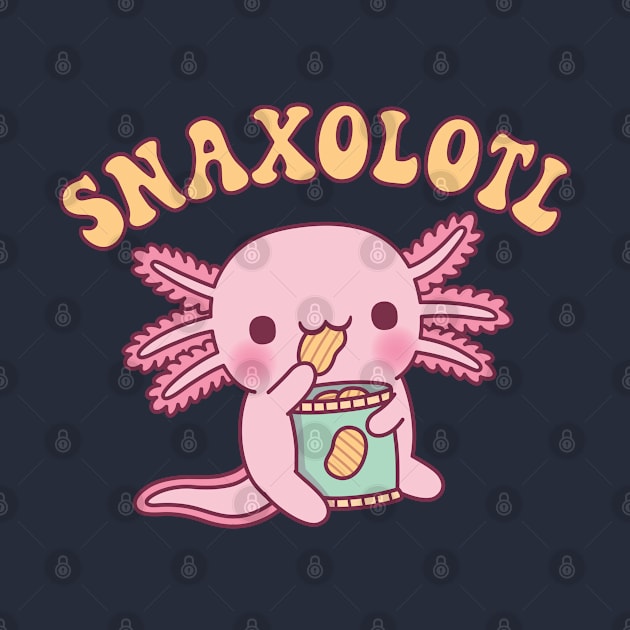 Funny Snaxolotl Axolotl Munching On Potato Chips by rustydoodle