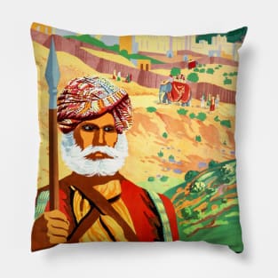 Vintage Travel Poster India - Jaipur Visit India Pillow