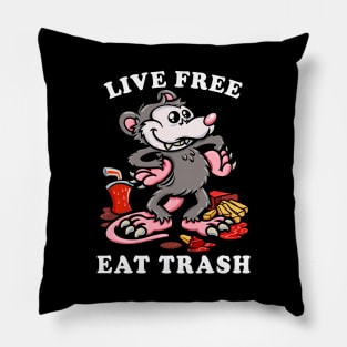 Opossum Trash Cat meme: Live free, eat trash Pillow