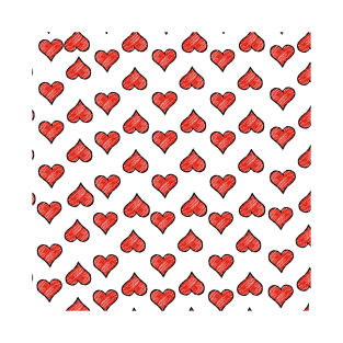 Red Hearts In White T-Shirt