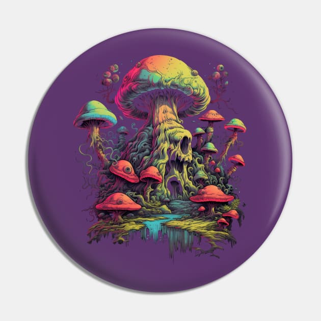 Psychedelic World Sketches Magic Shrooms Pin by FrogandFog