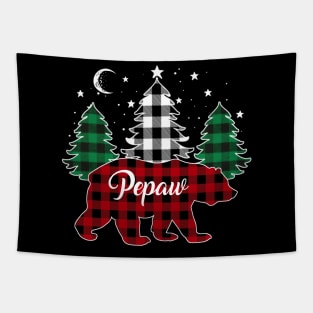 Pepaw Bear Buffalo Red Plaid Matching Family Christmas Tapestry