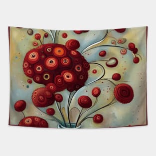 Cute Abstract Flowers in a White Vase Still Life Painting Tapestry