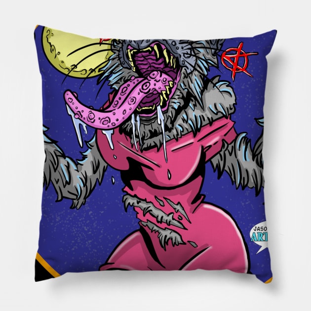 Punk Rock She-Wolf! Pillow by Jason Shepard ArtworX