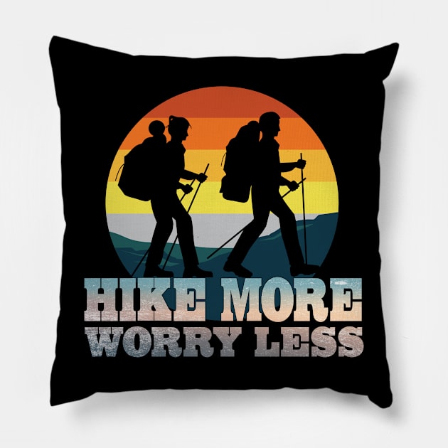 Women Hiking Mountain Camping Athletic Funny Hike More Worry Less Pillow by Envision Styles