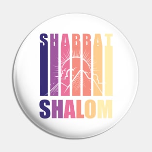 Shabbat Shalom Vintage Sunset on White Pin