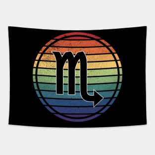 Vintage Distressed Rainbow Gay Pride Zodiac Scorpio Tapestry