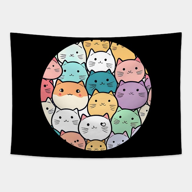 The Cat Team Cat Cute Cat Friends Tapestry by Karin Wright