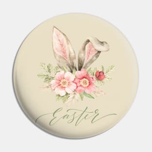 Floral Easter Rabbit Ears Design Pin