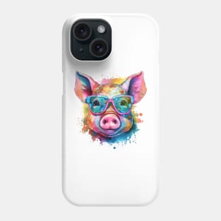 Colorful Pig with Glasses Phone Case