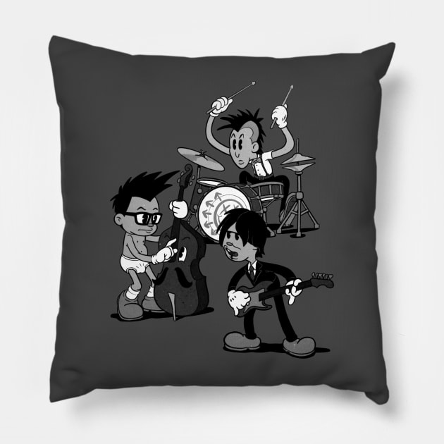 Blink 1932 punk band in 1930s rubber hose style cuphead Pillow by Kevcraven