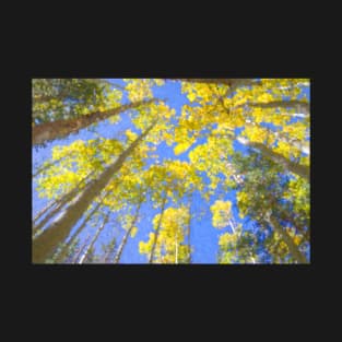 All the Way to the Sky - bright yellow fall leaves against a blue sky (impressionist style) T-Shirt