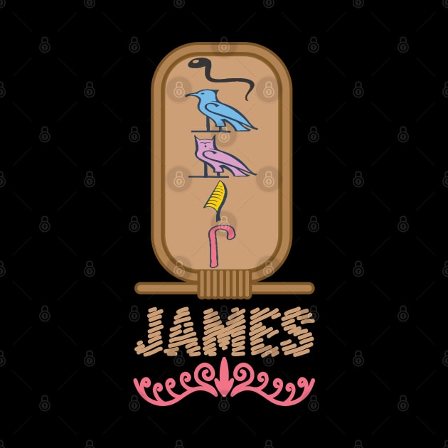 JAMES-American names in hieroglyphic letters-James, name in a Pharaonic Khartouch-Hieroglyphic pharaonic names by egygraphics