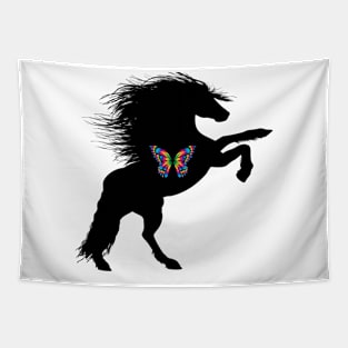 Horse butterfly	 colorful Tapestry