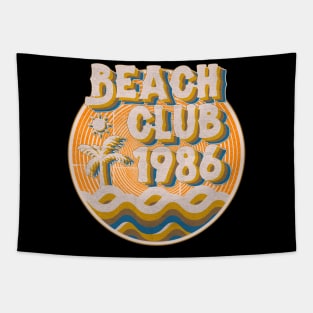 vintage retro beach club 70s 1986 with spirale orange Tapestry