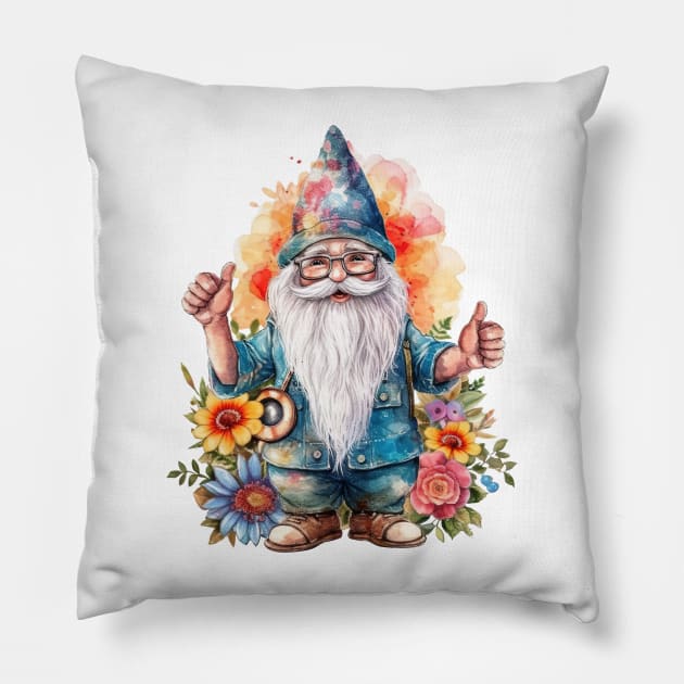 Hippie Gnome #6 Pillow by Chromatic Fusion Studio