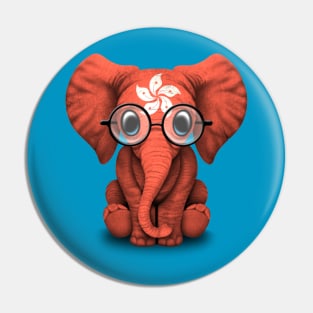 Baby Elephant with Glasses and Hong Kong Flag Pin