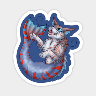 Purrmaid: Red on Blue Tabby Magnet