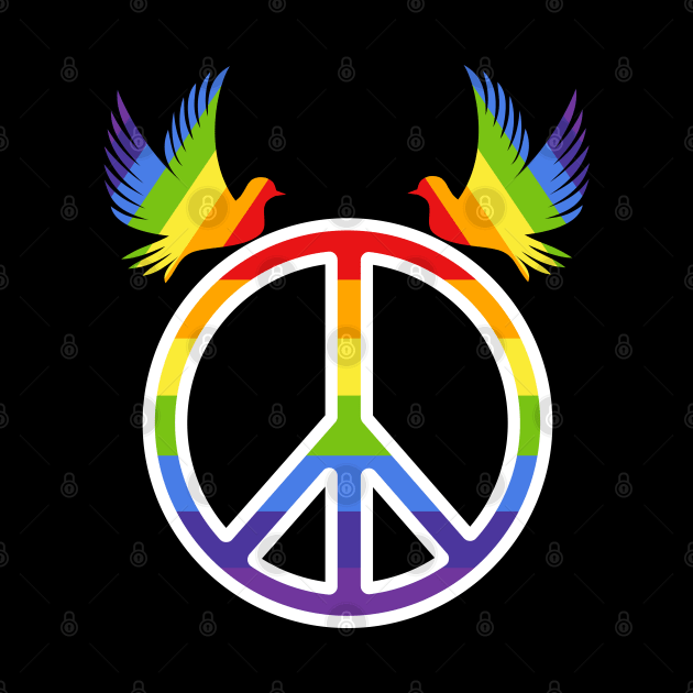 Rainbow Dove Peace Symbol by Wareham Spirals