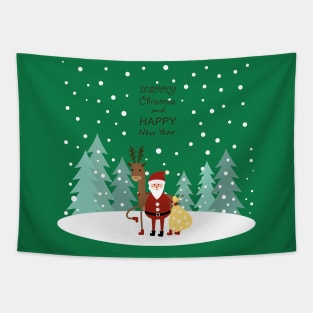 Friends - Santa Claus and reindeer Tapestry