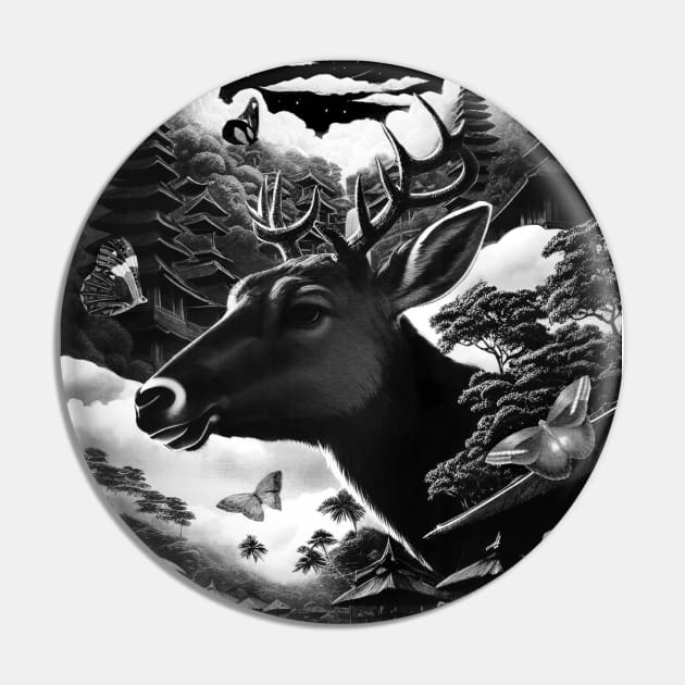 Deer God Forest Lover Japan Anime Nature Spirit Pin by seruniartworks