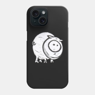 Pig, black and white. Phone Case