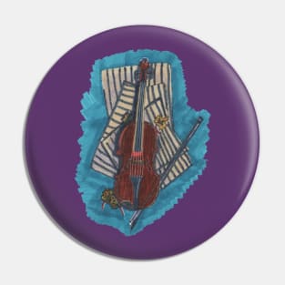 Violin, Bow and Sheet Music Pin