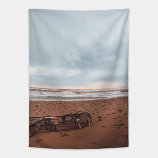 Stranded Lobster Trap on a New Brunswick Beach V1 Tapestry