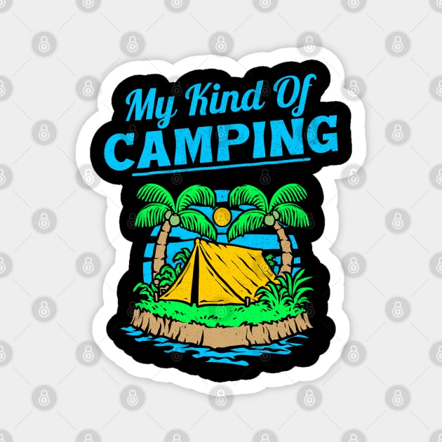 My Kind of Camping in the tropics tropical sunset and palm trees Magnet by Joaddo