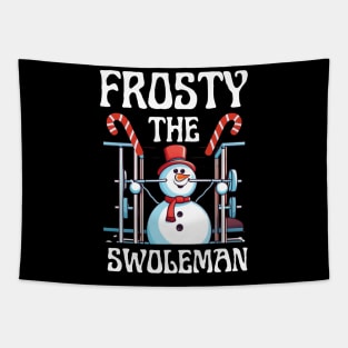 Frosty the Swoleman Ugly Christmas Sweater Funny Snowman Gym Tapestry