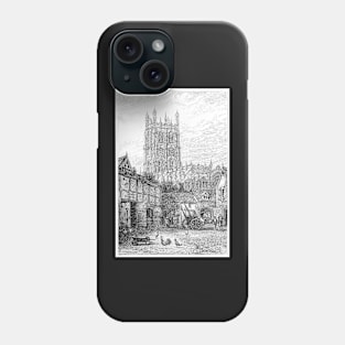 Engraving of St. Giles Church in Wrexham, Wales Phone Case