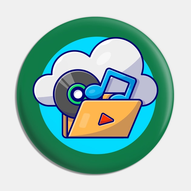 Music Cloud Storage with Vinyl, Tune and Note of Music Cartoon Vector Icon Illustration Pin by Catalyst Labs