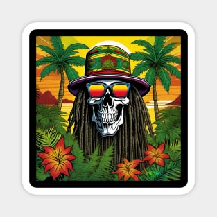 Reggae Music - Jamaican Stoner Skull 10 Magnet