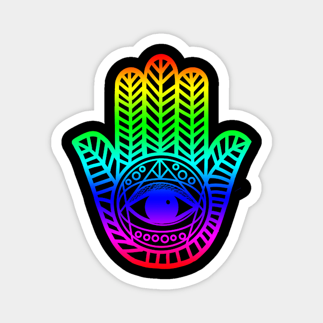 Hand of Hamsa Rainbow Colors Magnet by livania