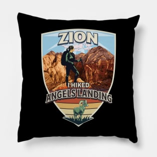 I Hiked Angels Landing in Zion National Park with Bighorn Sheep and Hiker Design for Women Pillow