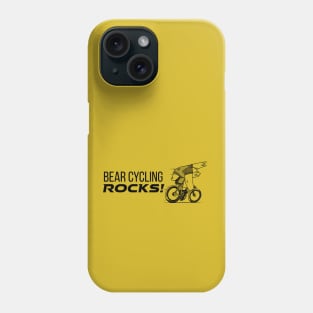 Bear Cycling Rocks with rocking finger sign riding bicycle very fast Phone Case
