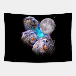 Three Beavers Howl at the Moon Tapestry