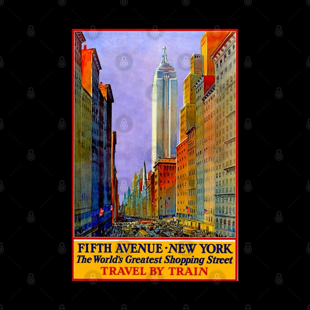 Train Ad - Fifth Ave New York - Vintage Travel by Culturio