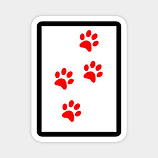 Red Pawprints on White Magnet