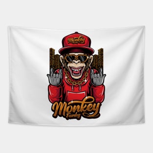 Monkey Funky Illustration Tapestry