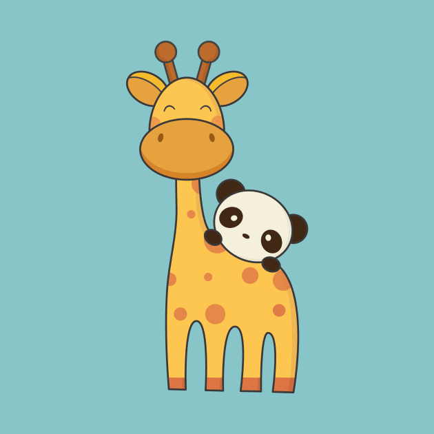 Giraffe and Panda are kawaii cute by wordsberry