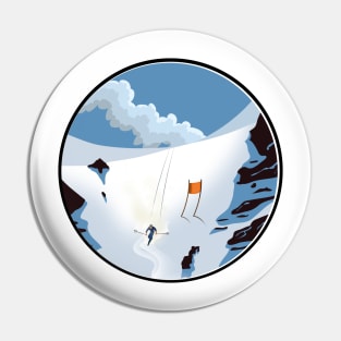 retro ski logo Pin