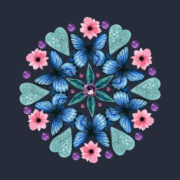 Blue Butterfly Mandala by MerryMakewell